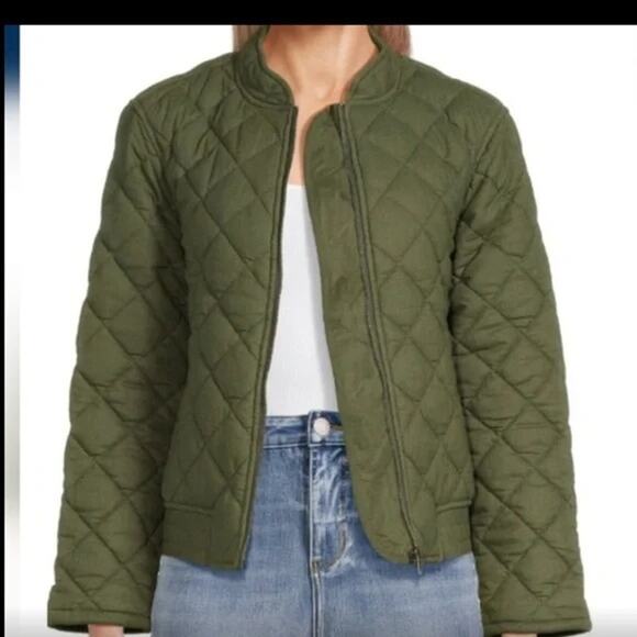 Time And Tru Diamond Quilted Zip Bomber Jacket XXL - Picture 3 of 11